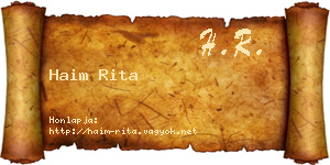 Haim Rita névjegykártya